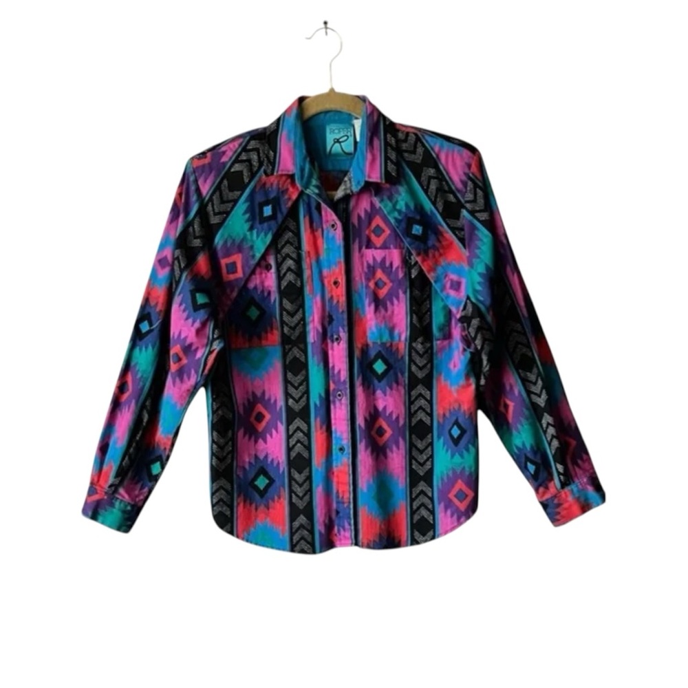 VTG. 80’s Roper Southwestern Button Up Womens Western Shirt.sz. VTG. 9/10